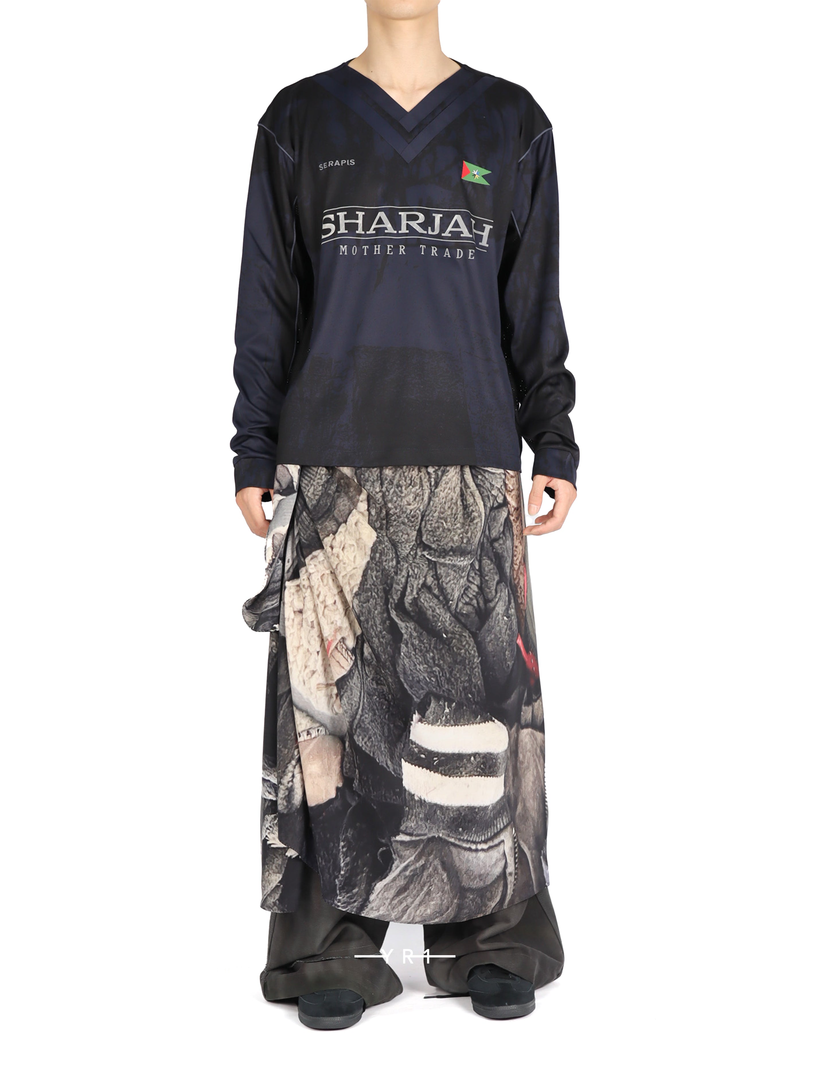 Navy Double V-Neck Football Top