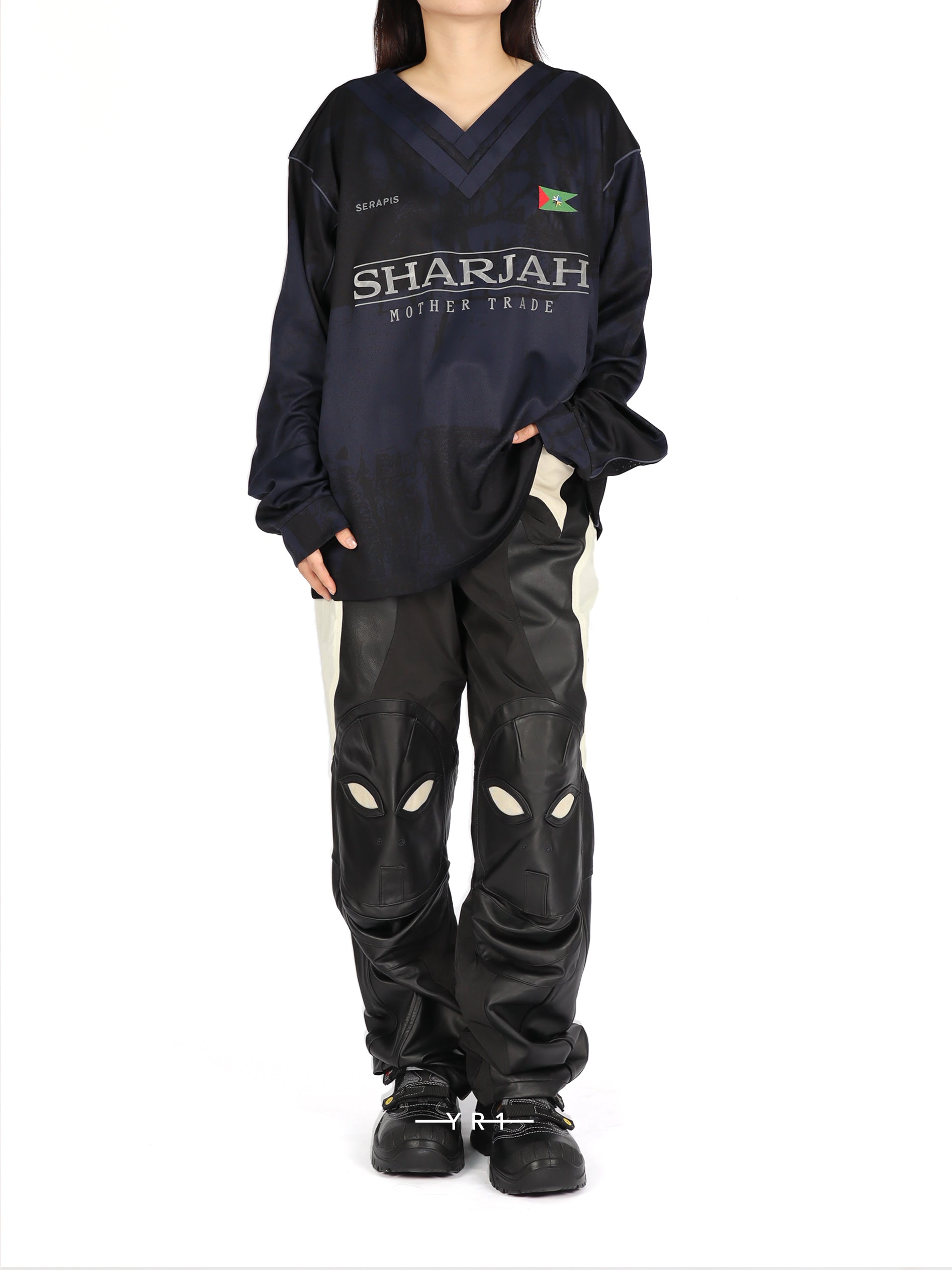 Navy Double V-Neck Football Top