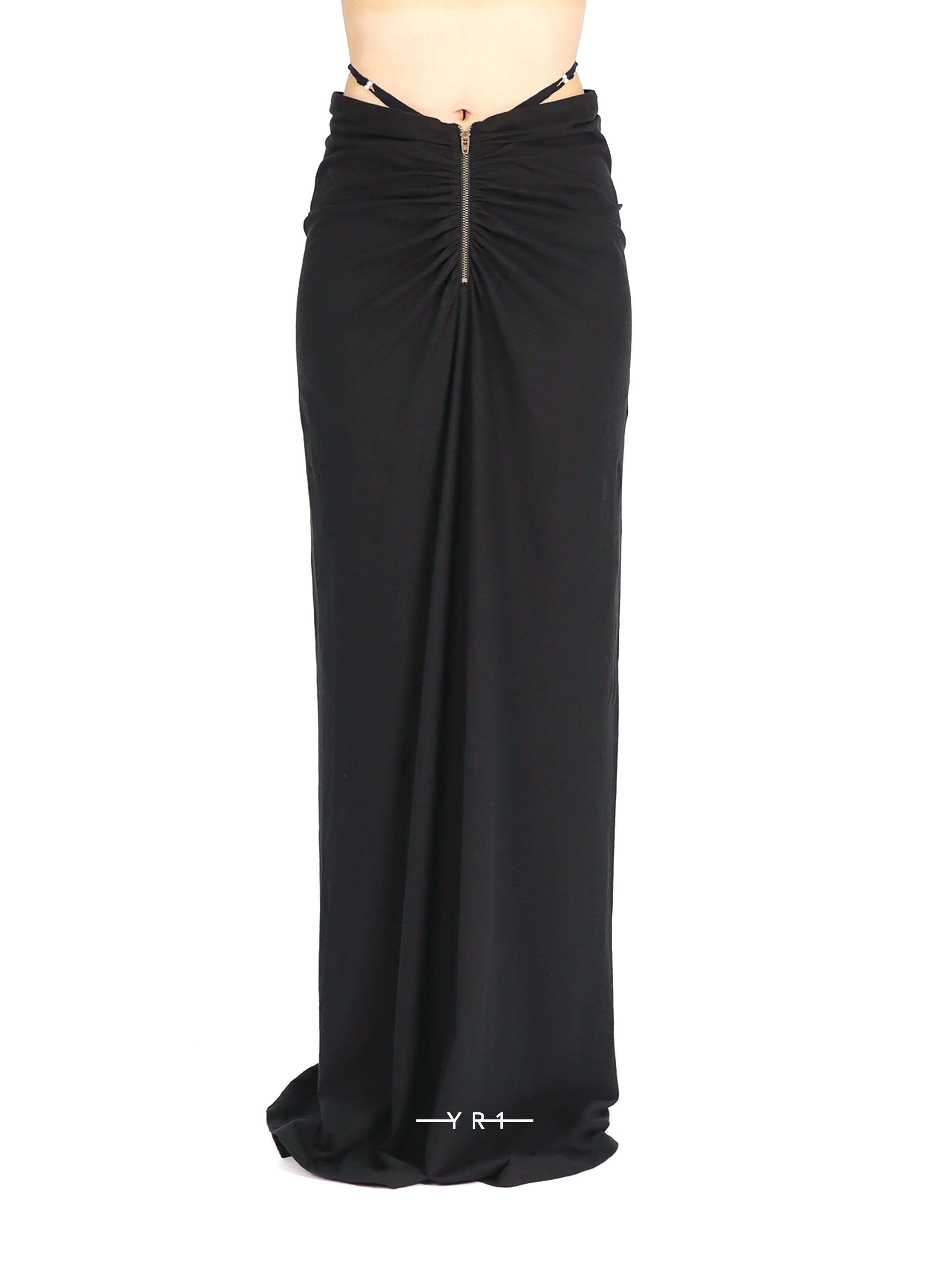 Linen-cotton G-String Zip Maxi Skirt
