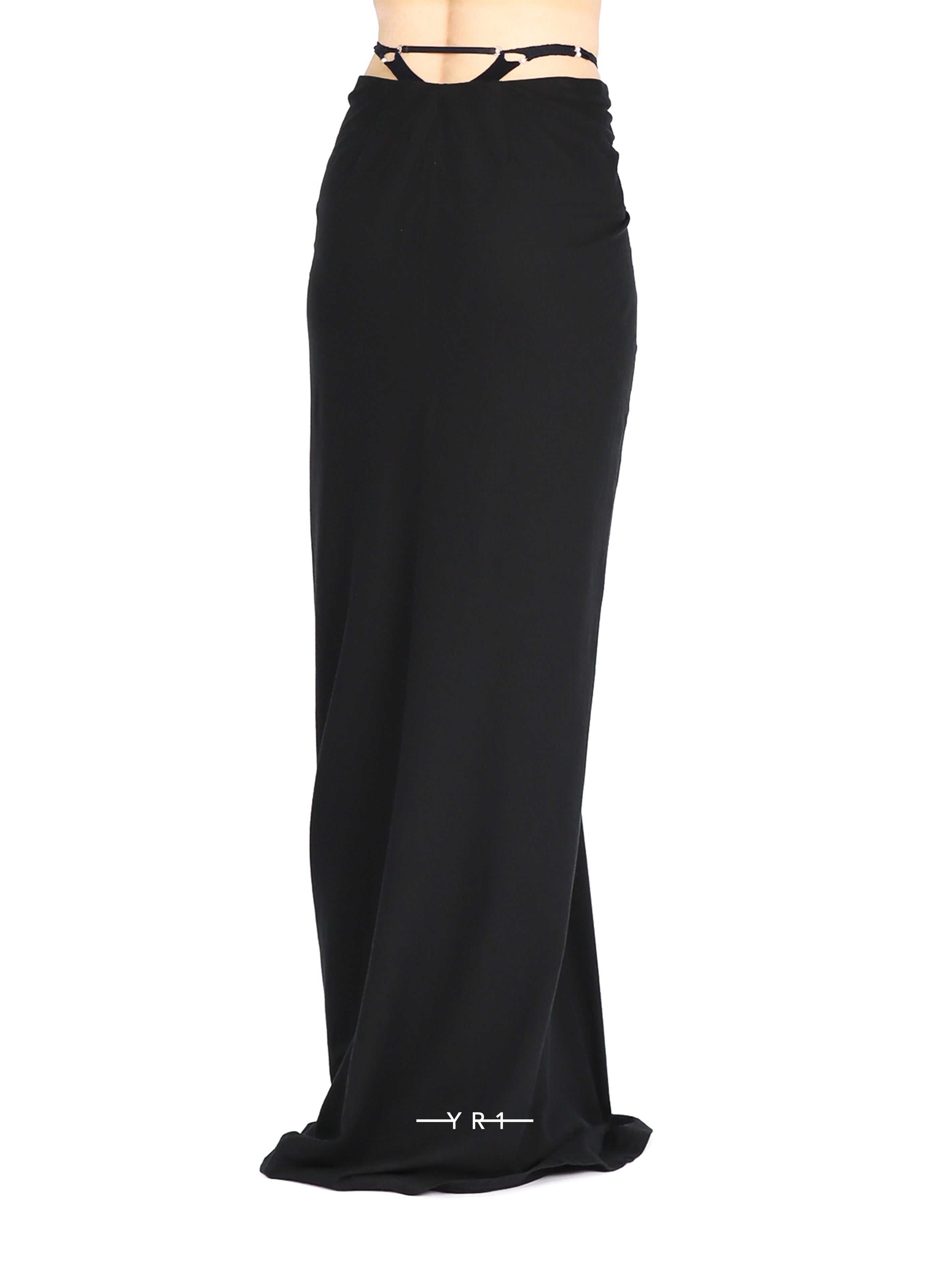 Linen-cotton G-String Zip Maxi Skirt