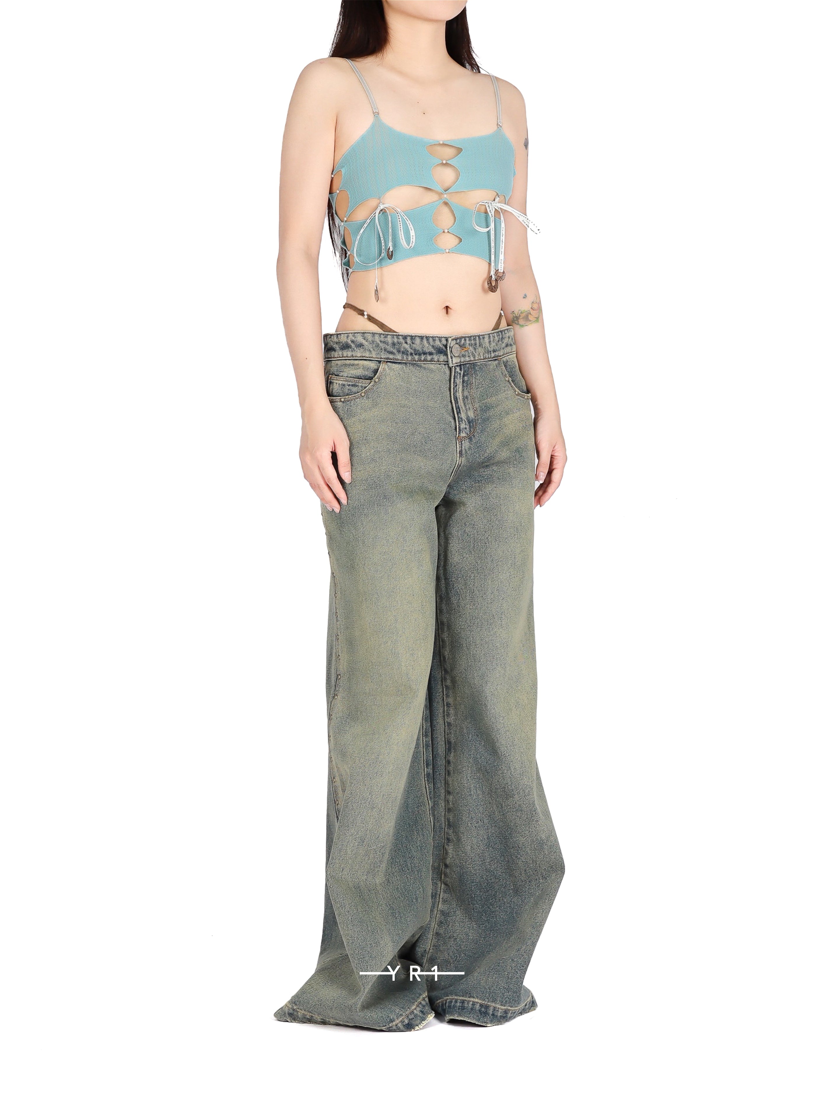 Baggy G-String Rivets Jeans