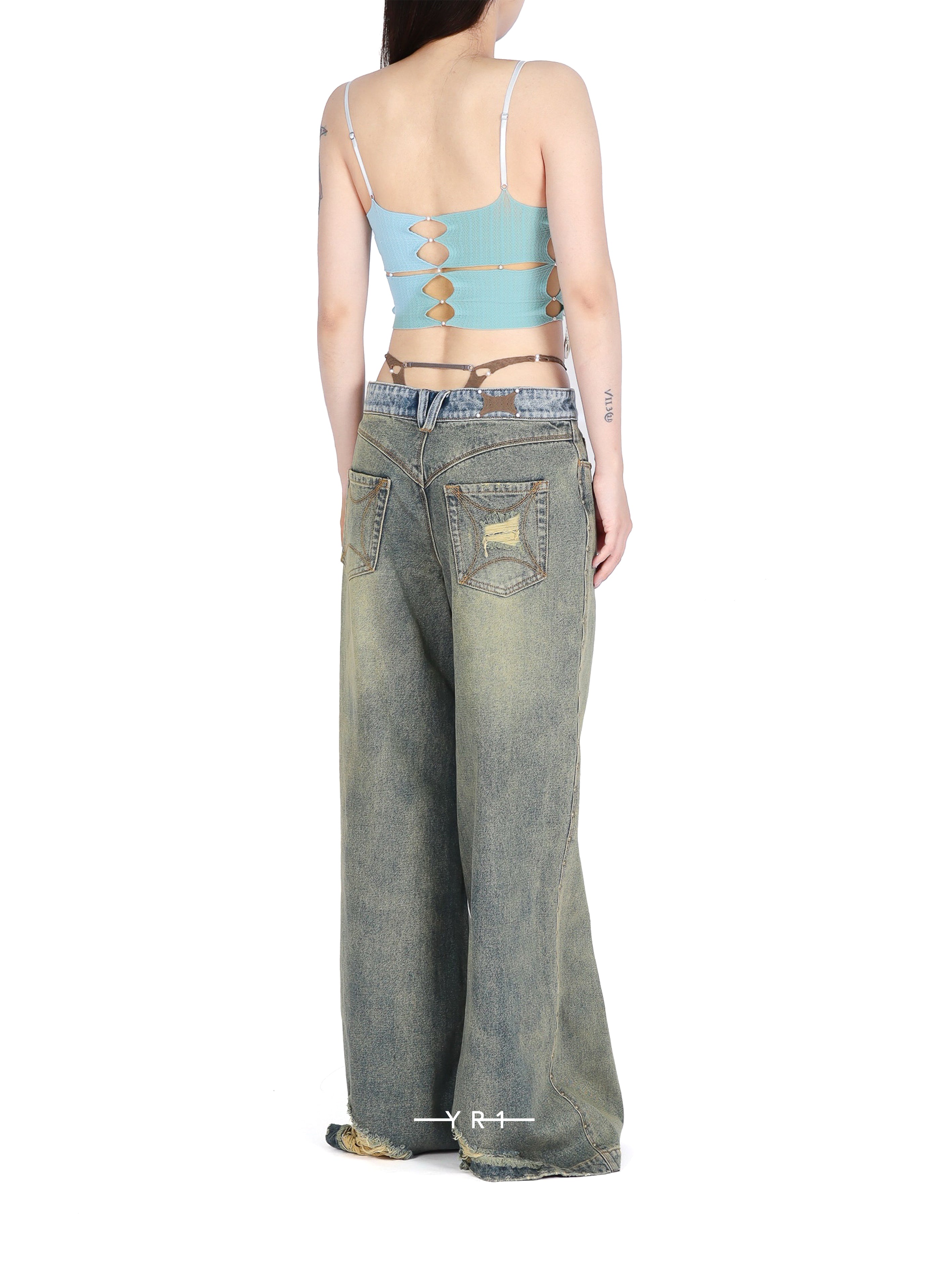 Baggy G-String Rivets Jeans