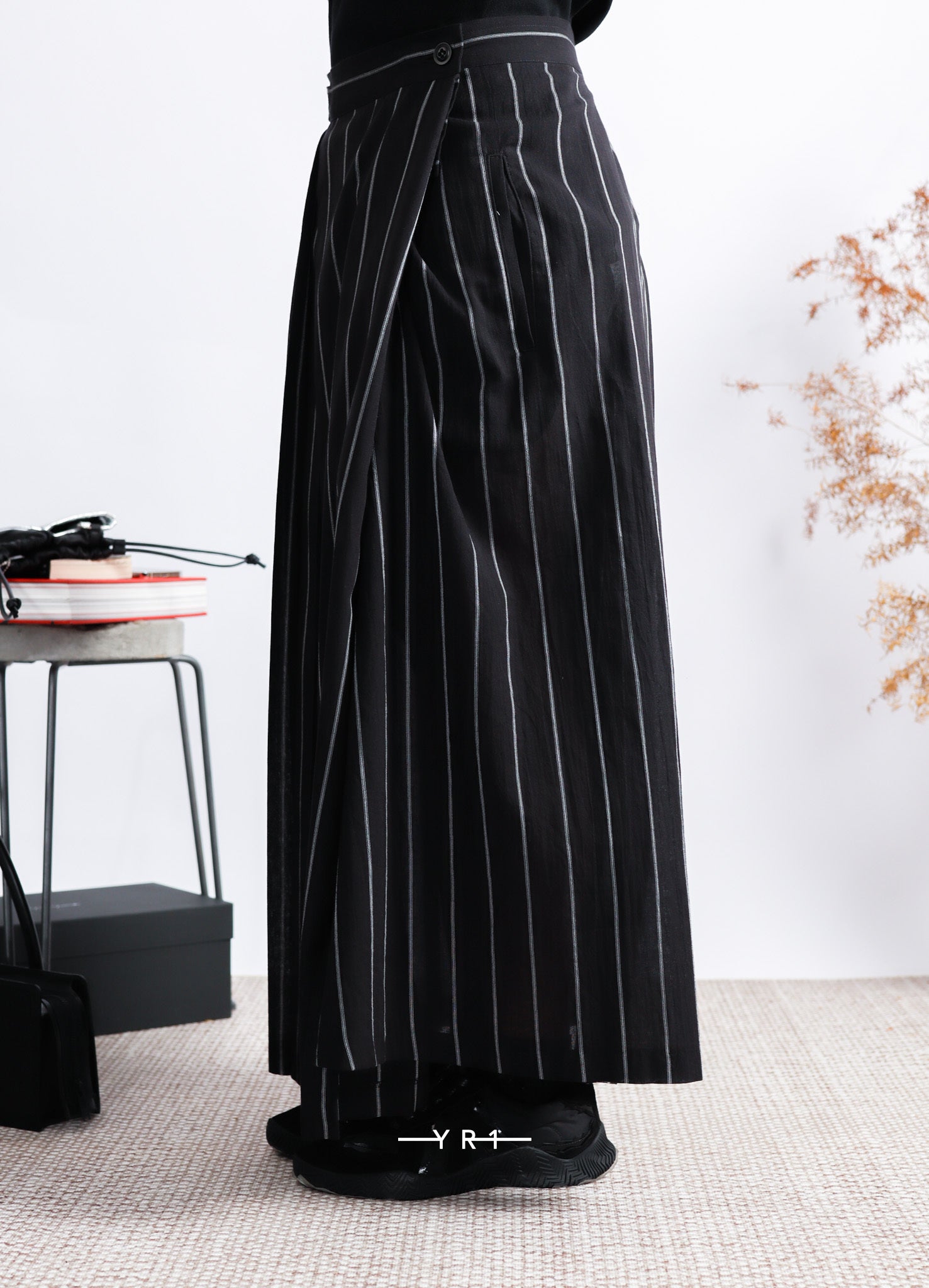 ys-I-Pleated Wrap S-Balck