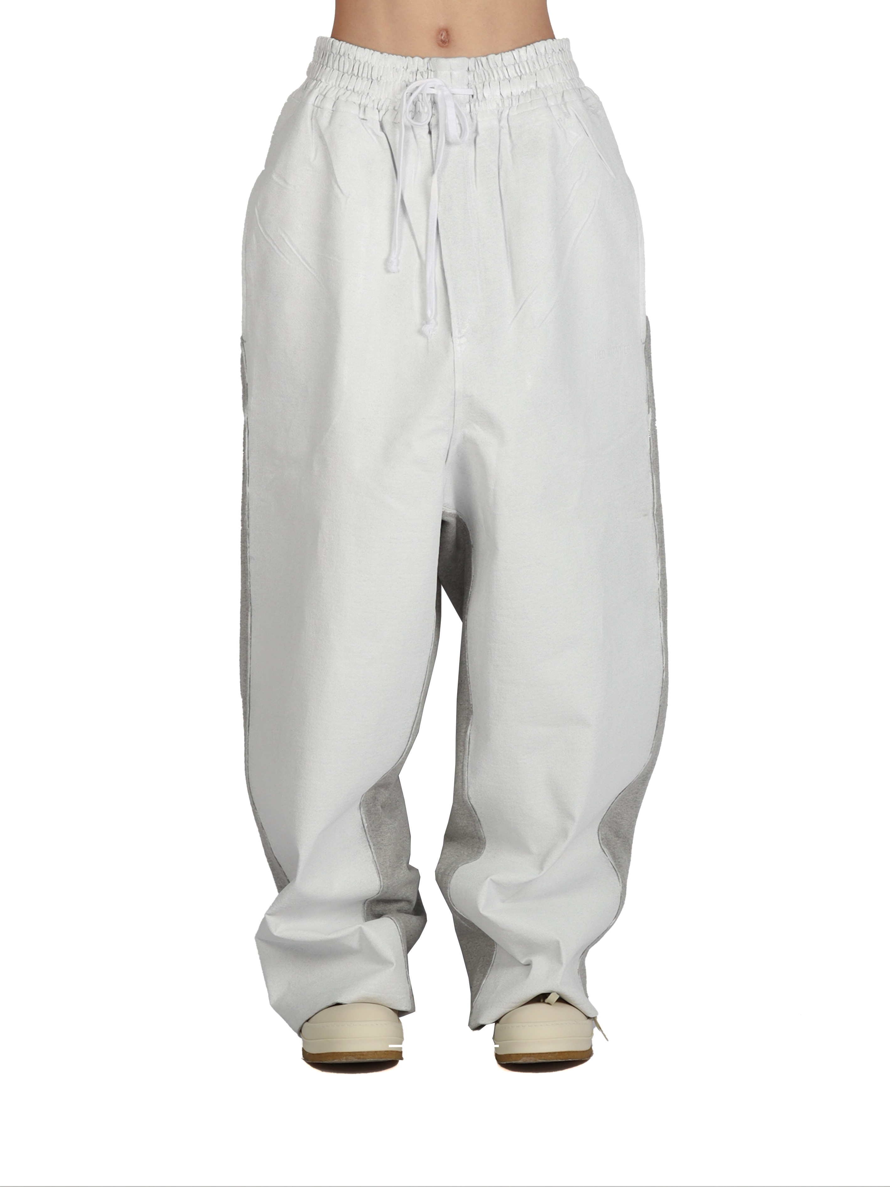 Embroidered End Painted Pants-Medium Grey