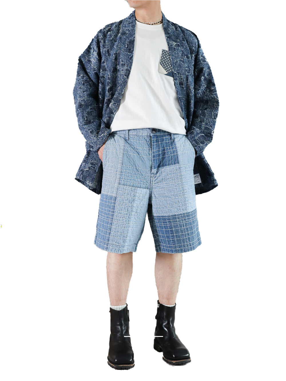 Sashiko Patchwork Short Pants 7Yr Wash