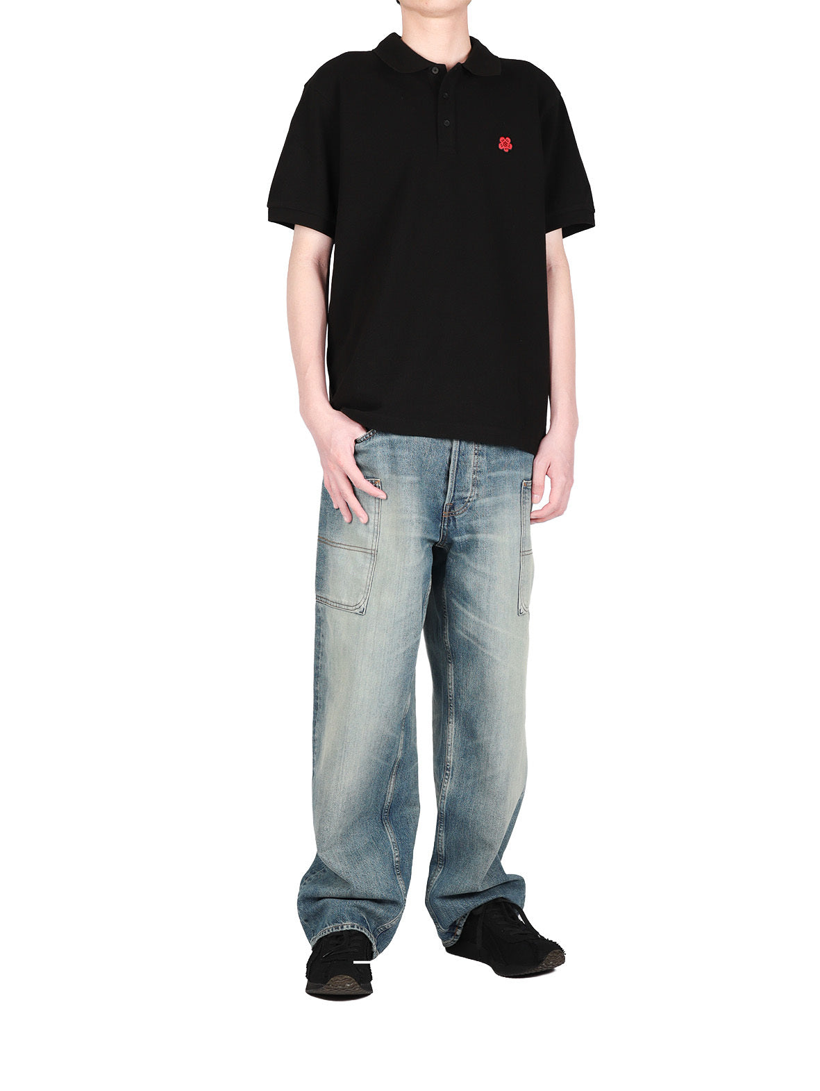 Gots Boke Flower Embr'd Slim Polo