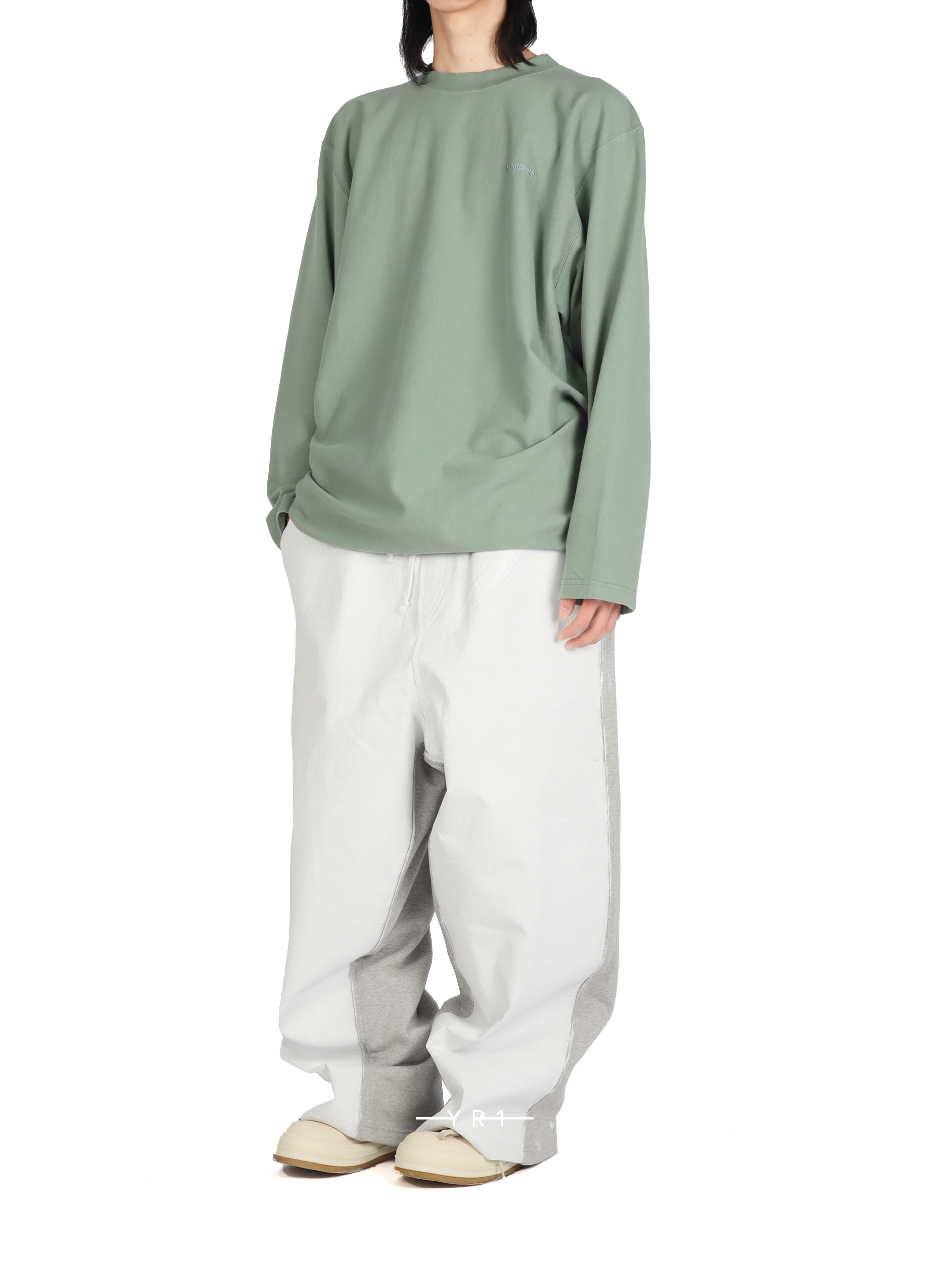 Embroidered End Painted Pants-Medium Grey