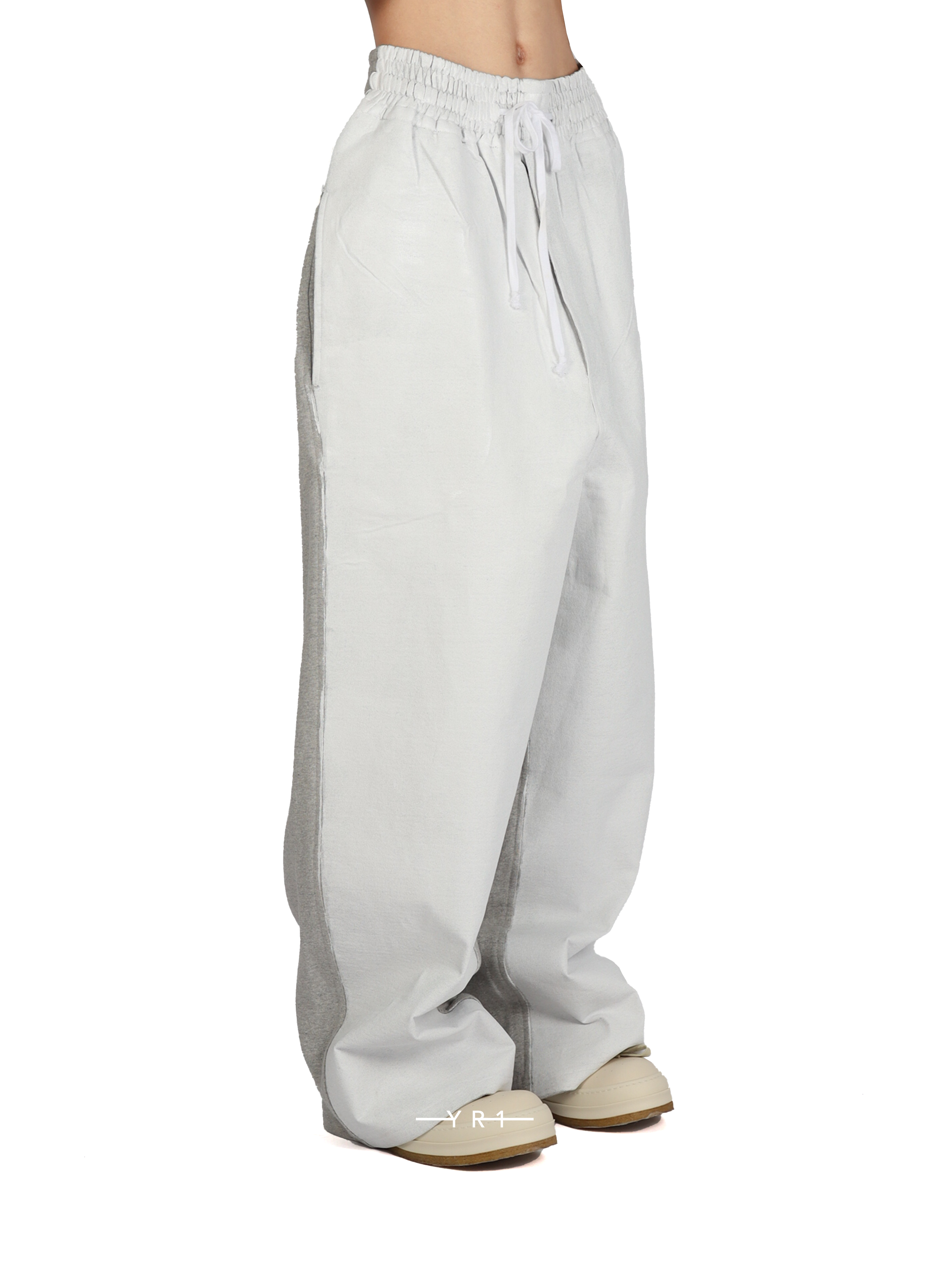 Embroidered End Painted Pants-Medium Grey