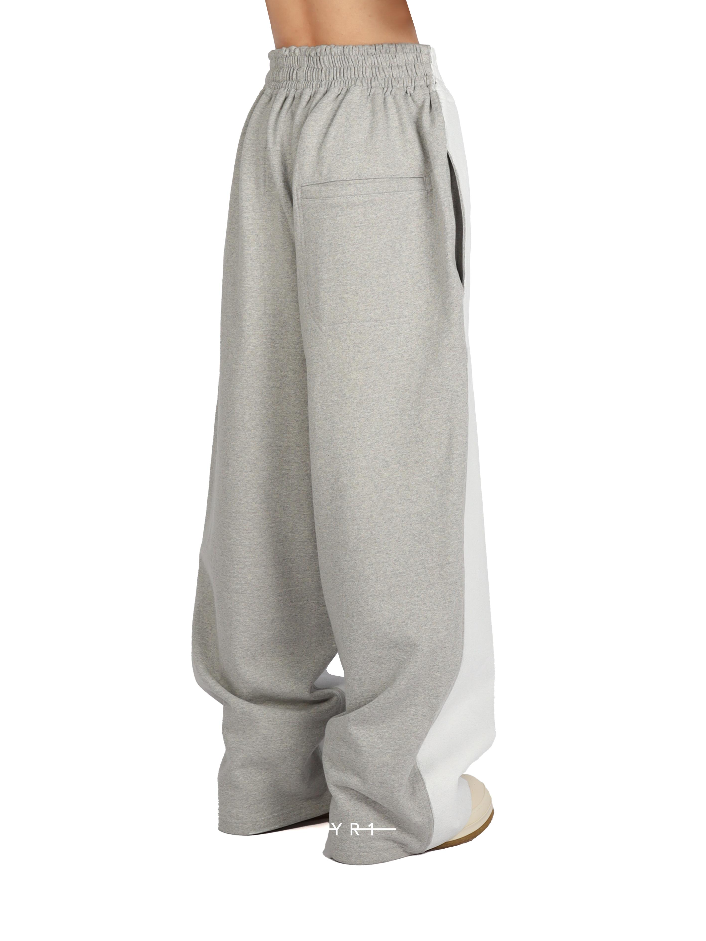 Embroidered End Painted Pants-Medium Grey