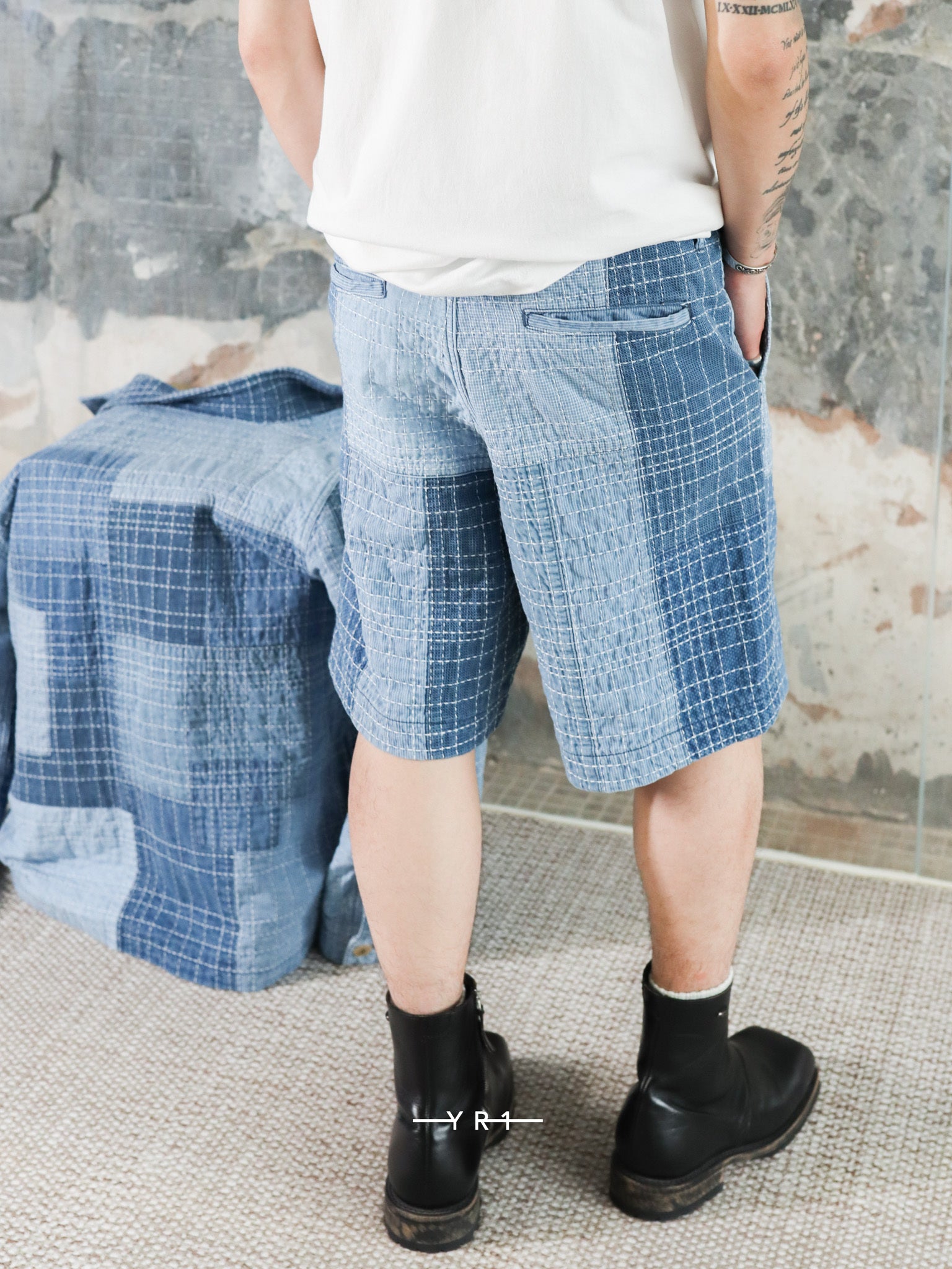 Sashiko Patchwork Short Pants 7Yr Wash